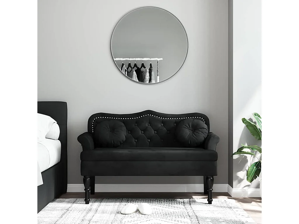 Banc avec coussins Noir 120,5x65x75 cm Velours