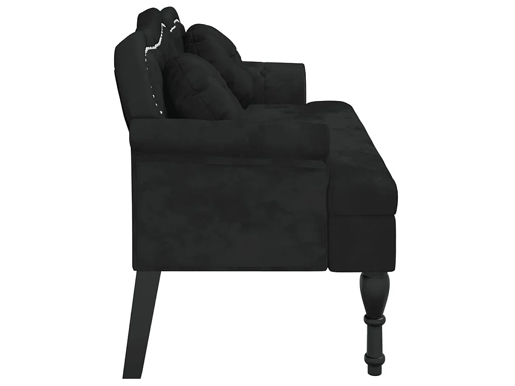 Banc avec coussins Noir 120,5x65x75 cm Velours