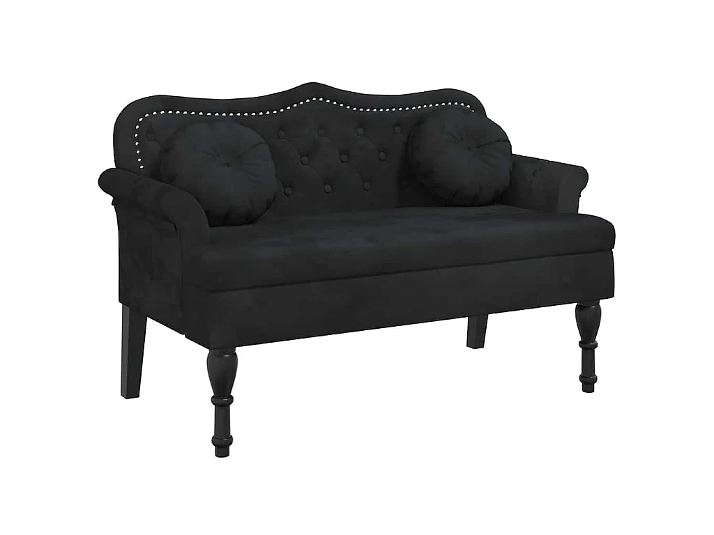 Panca con Cuscini Nera 120,5x65x75 cm Velluto