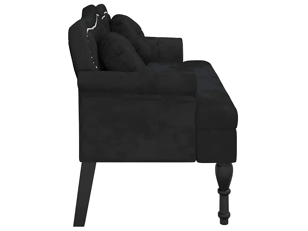 Panca con Cuscini Nera 120,5x65x75 cm Velluto