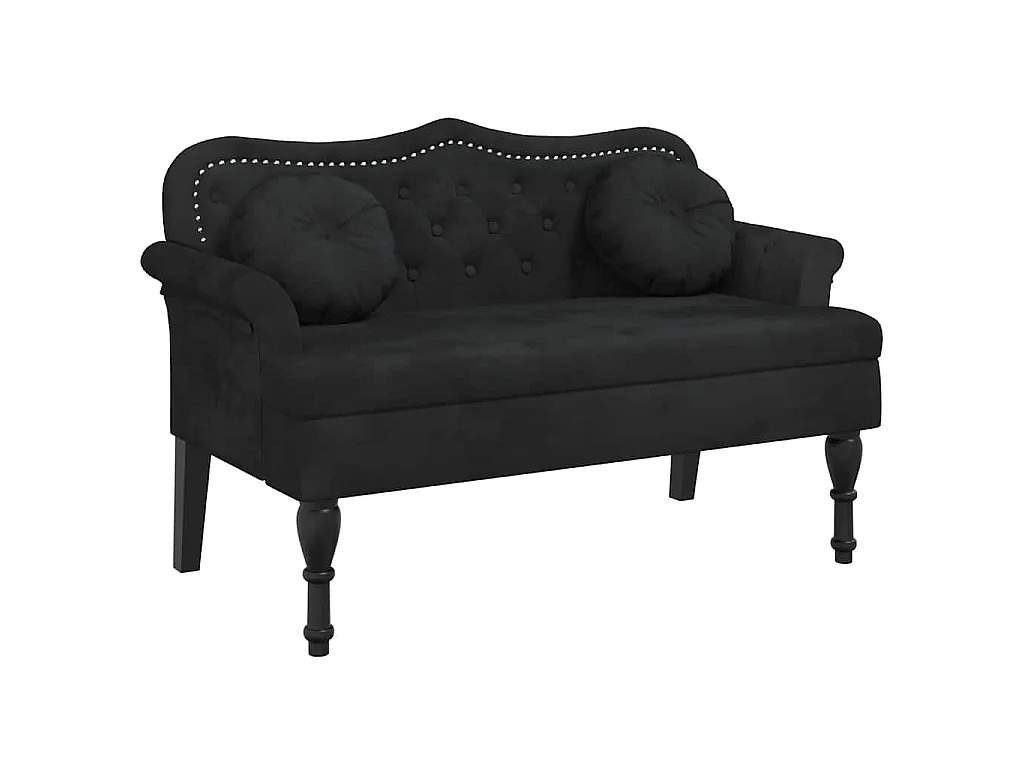 Banco con cojines Terciopelo negro 120,5x65x75 cm