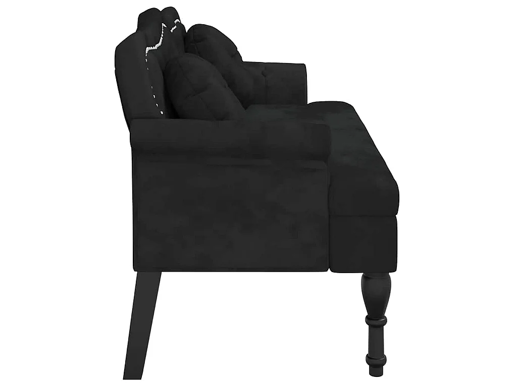 Banco con cojines Terciopelo negro 120,5x65x75 cm