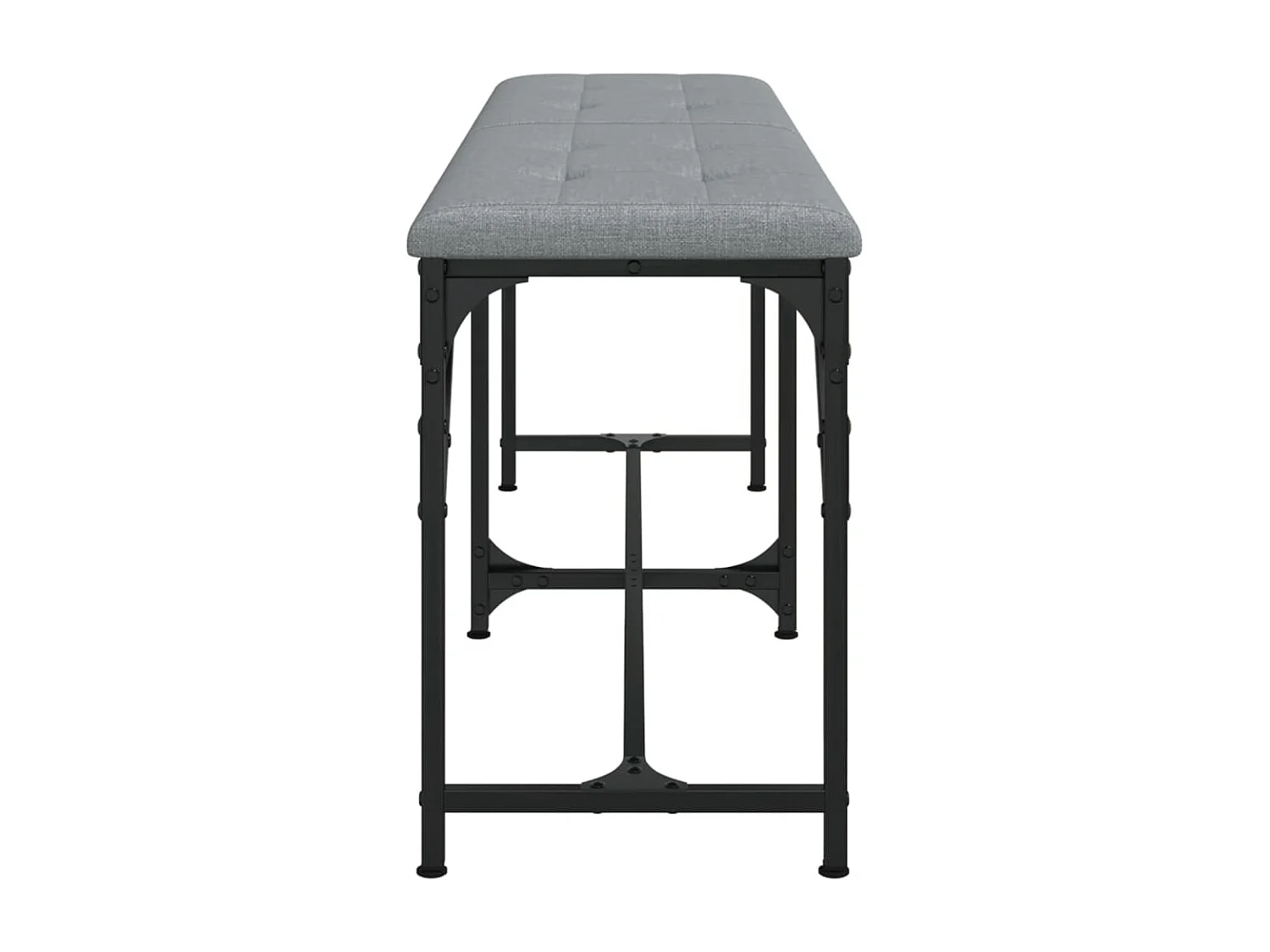 Banc à manger gris clair 124x32x45 cm acier et tissu