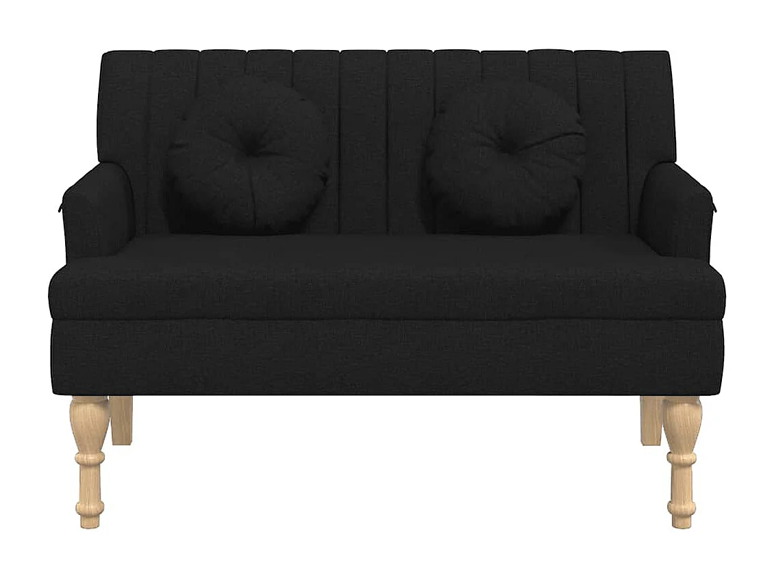 Panca con Cuscini Nera 113x64,5x75,5 cm in Tessuto