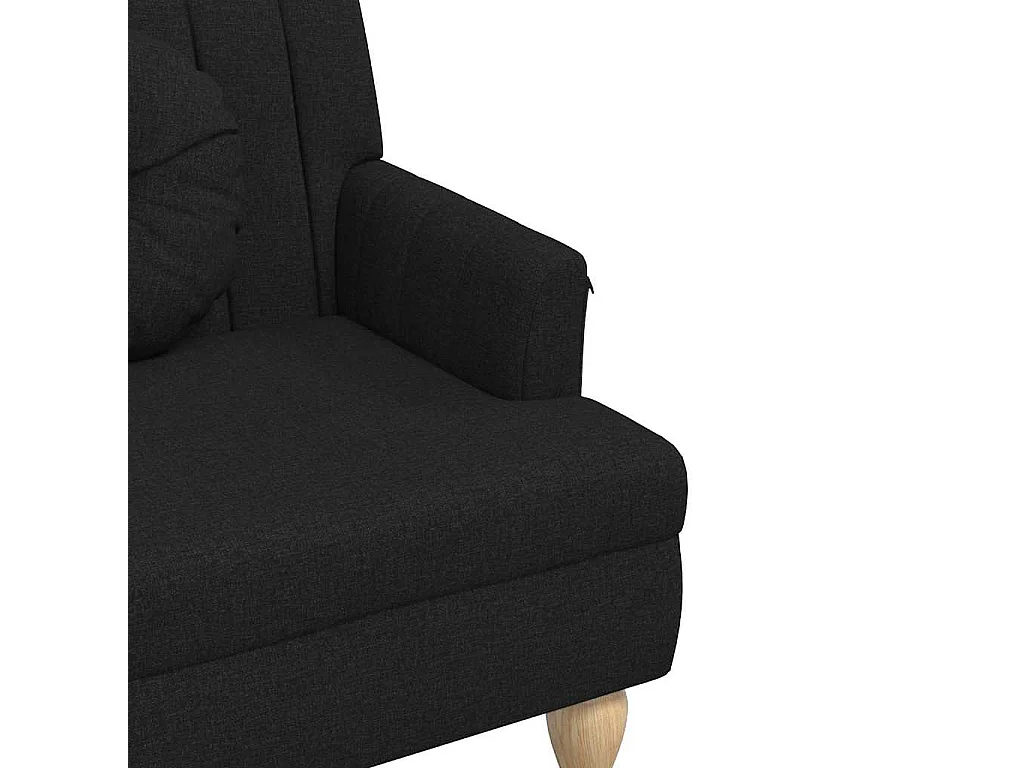 Panca con Cuscini Nera 113x64,5x75,5 cm in Tessuto