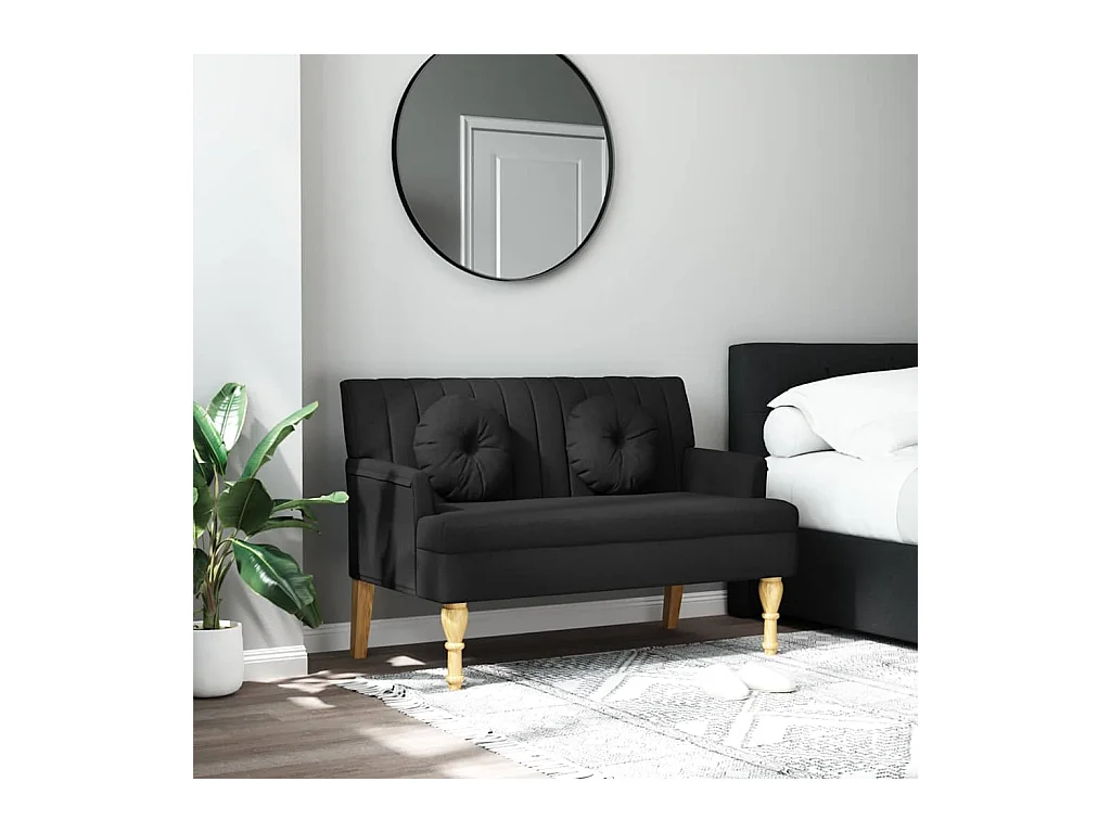 Sitzbank mit Kissen Schwarz 113x64,5x75,5 cm Stoff