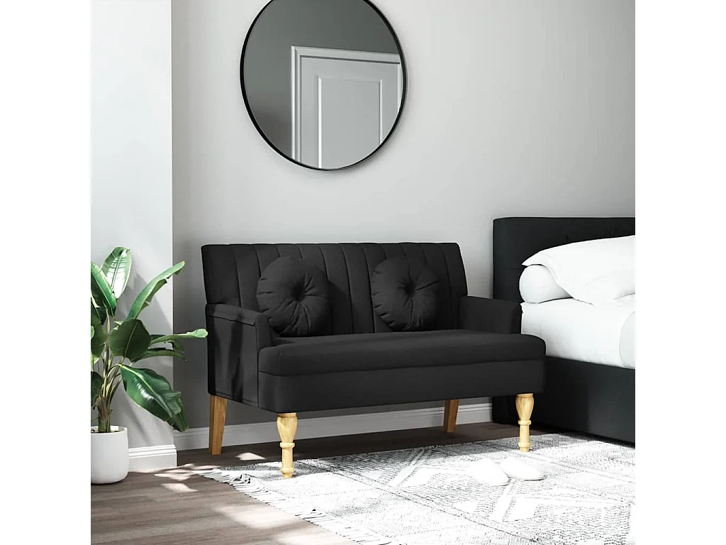 Banc avec coussins noir 113x64,5x75,5 cm tissu