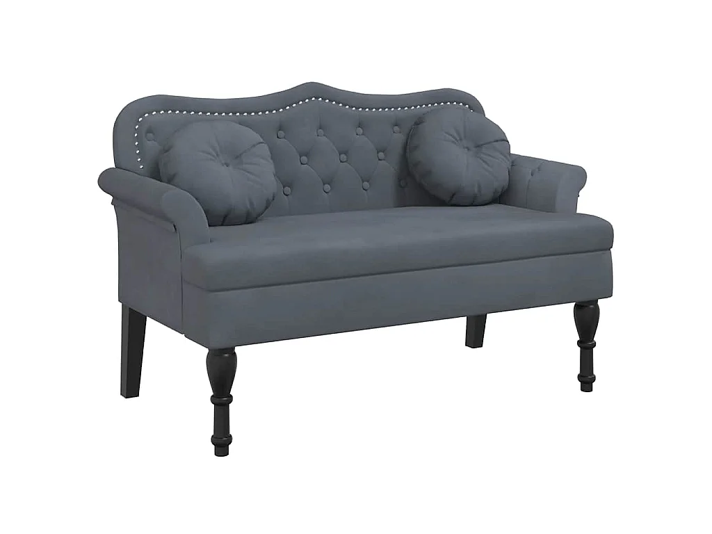 Banc avec coussins Gris foncé 120,5x65x75 cm Velours