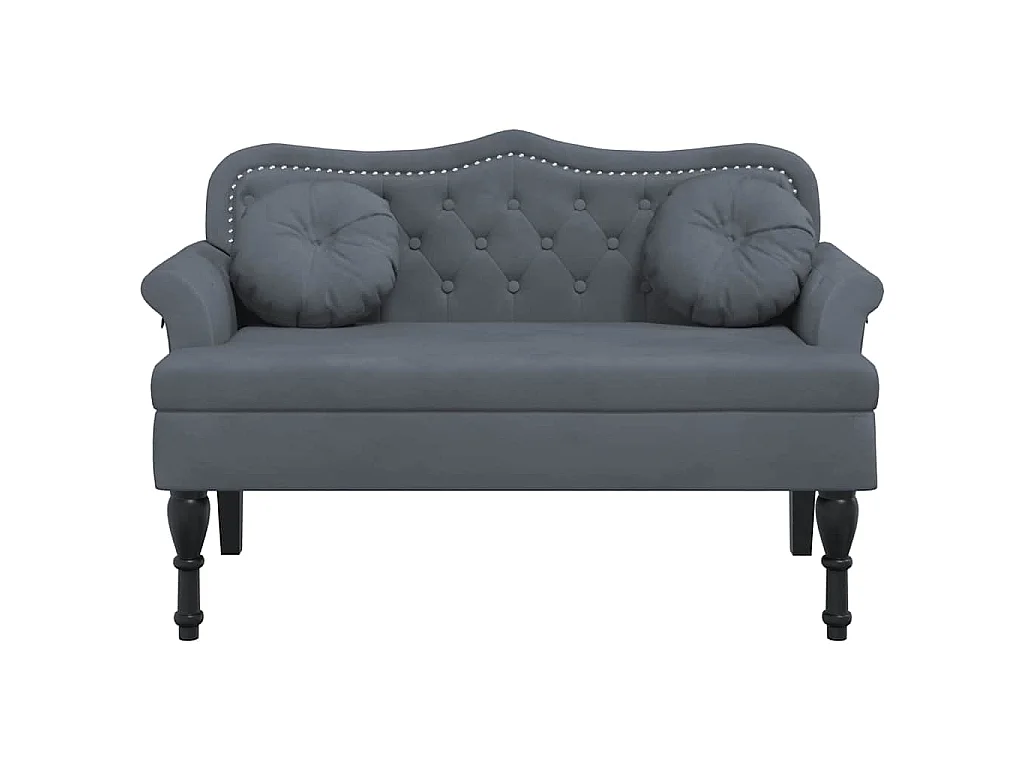 Banco con cojines de terciopelo gris oscuro 120,5x65x75 cm