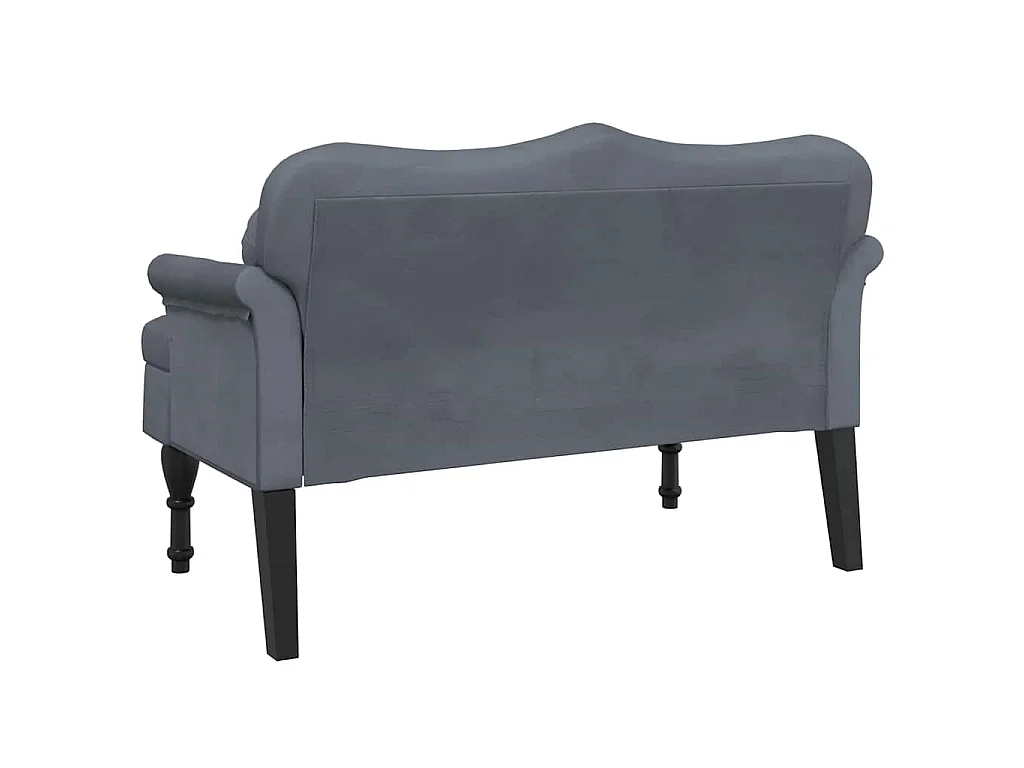 Banco con cojines de terciopelo gris oscuro 120,5x65x75 cm