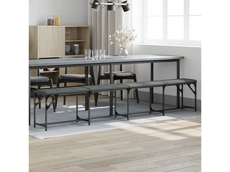 Essbank Dunkelgrau 248x32x45 cm Stahl und Stoff