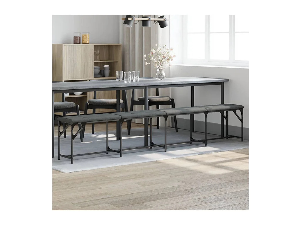 Essbank Dunkelgrau 248x32x45 cm Stahl und Stoff