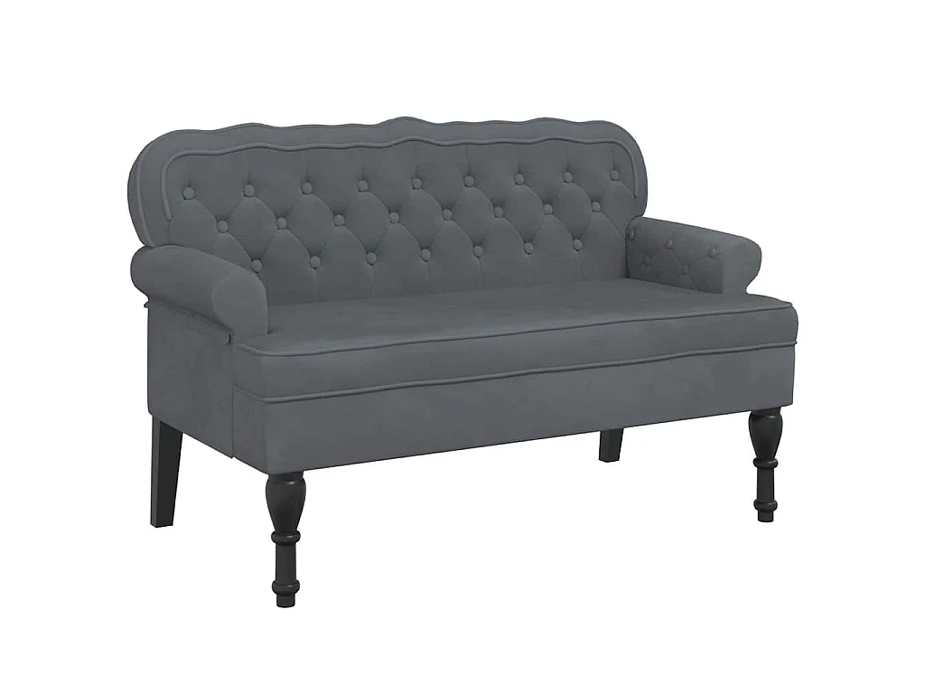Banco com encosto 119,5x64,5x75 cm veludo cinzento-escuro