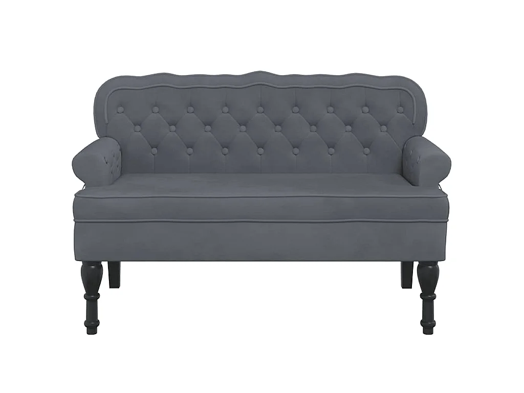 Banco com encosto 119,5x64,5x75 cm veludo cinzento-escuro
