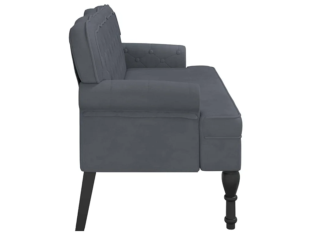 Banco com encosto 119,5x64,5x75 cm veludo cinzento-escuro