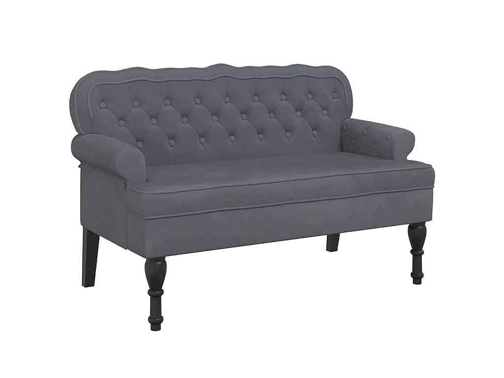 Banc avec dossier gris foncé 119,5x64,5x75 cm velours