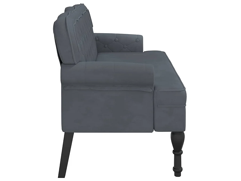 Banc avec dossier gris foncé 119,5x64,5x75 cm velours