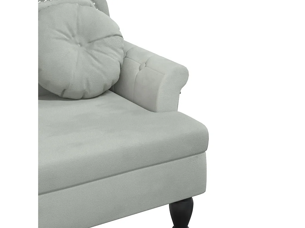 Banco con cojines terciopelo gris claro 120,5x65x75 cm