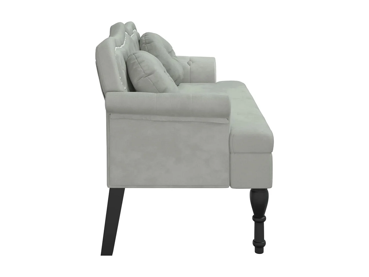 Bank mit Kissen Hellgrau 120,5 x 65 x 75 cm Samt