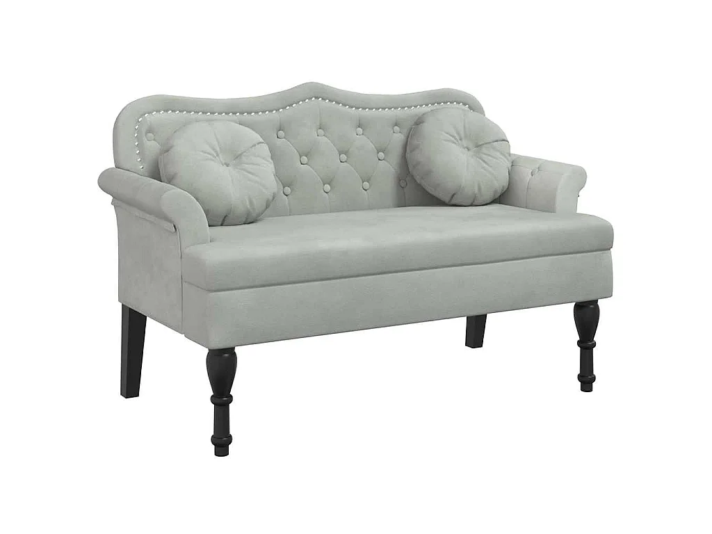 Banco con cojines gris claro 120,5x65x75 cm terciopelo