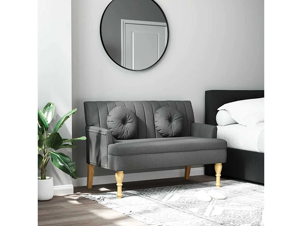 Banc avec coussins gris foncé 113x64,5x75,5 cm tissu