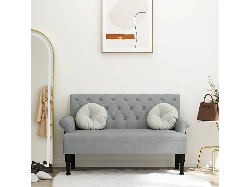 Panca con Schienale Grigio Chiaro 120x62x75,5 cm in Tessuto