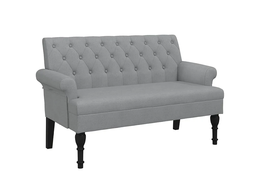 Banc avec dossier gris clair 120x62x75,5 cm tissu