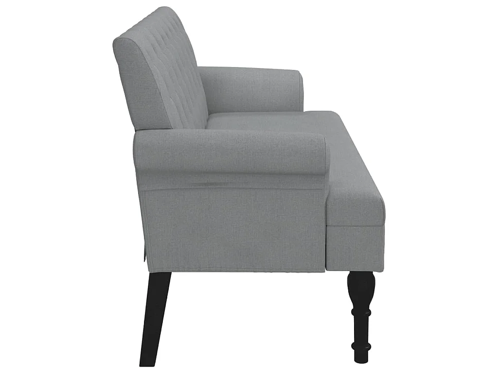 Banc avec dossier gris clair 120x62x75,5 cm tissu