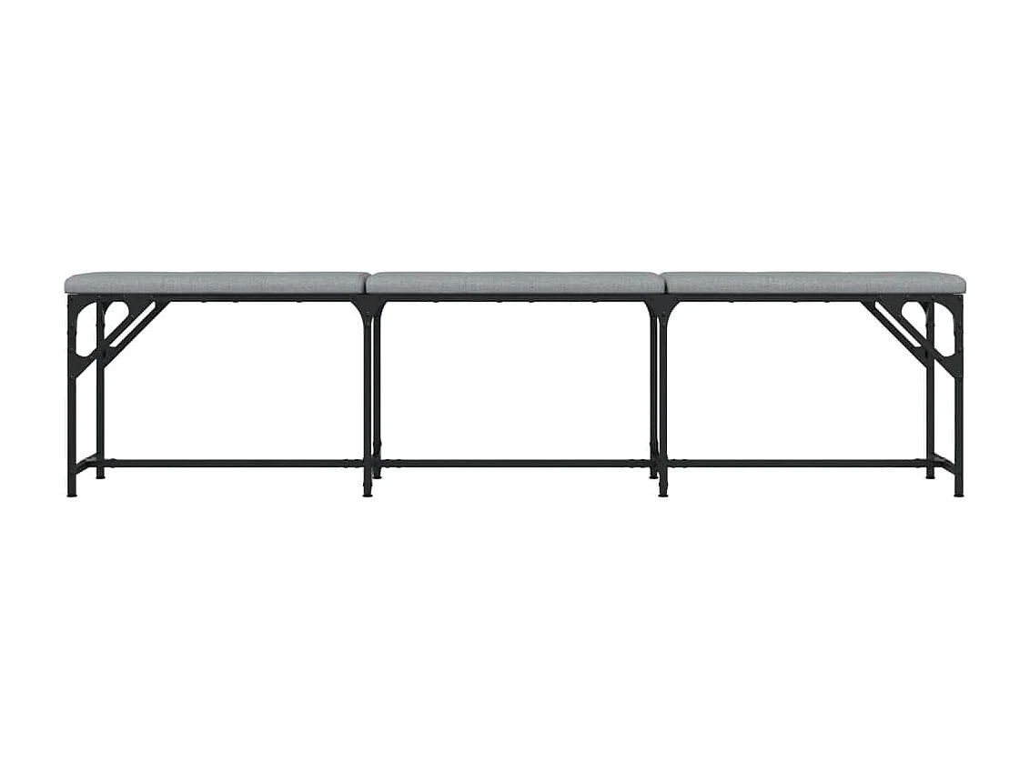 Banc à manger gris clair 186x32x45 cm acier et tissu