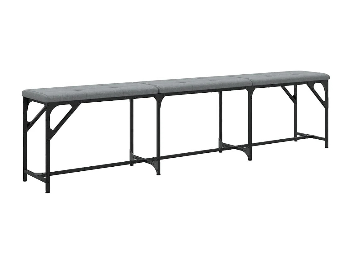 Banc à manger gris clair 186x32x45 cm acier et tissu