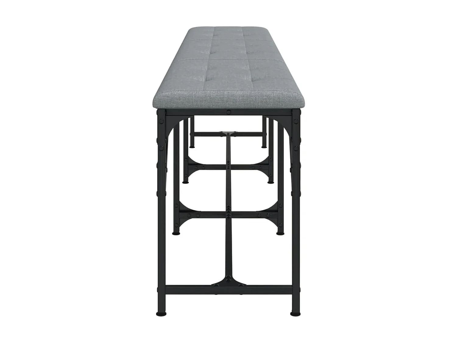 Banc à manger gris clair 186x32x45 cm acier et tissu
