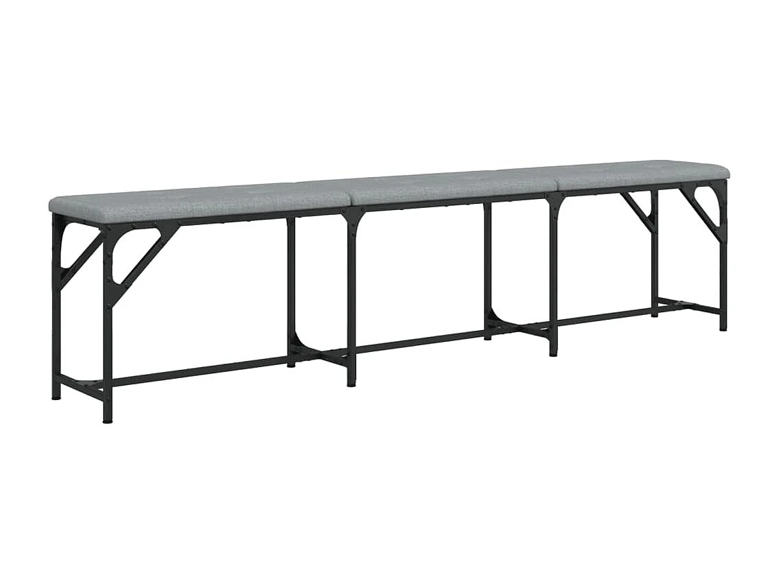 Banc à manger gris clair 186x32x45 cm acier et tissu