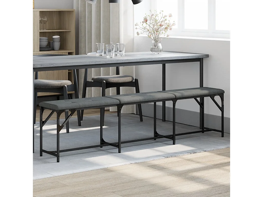 Panca da Pranzo Grigio Scuro 186x32x45 cm in Acciaio e Tessuto
