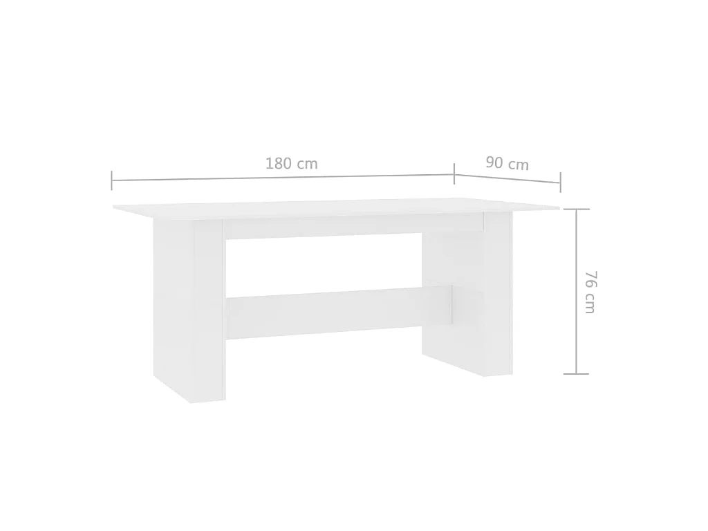 Table à manger Blanc 180x90x76 cm Bois d’ingénierie