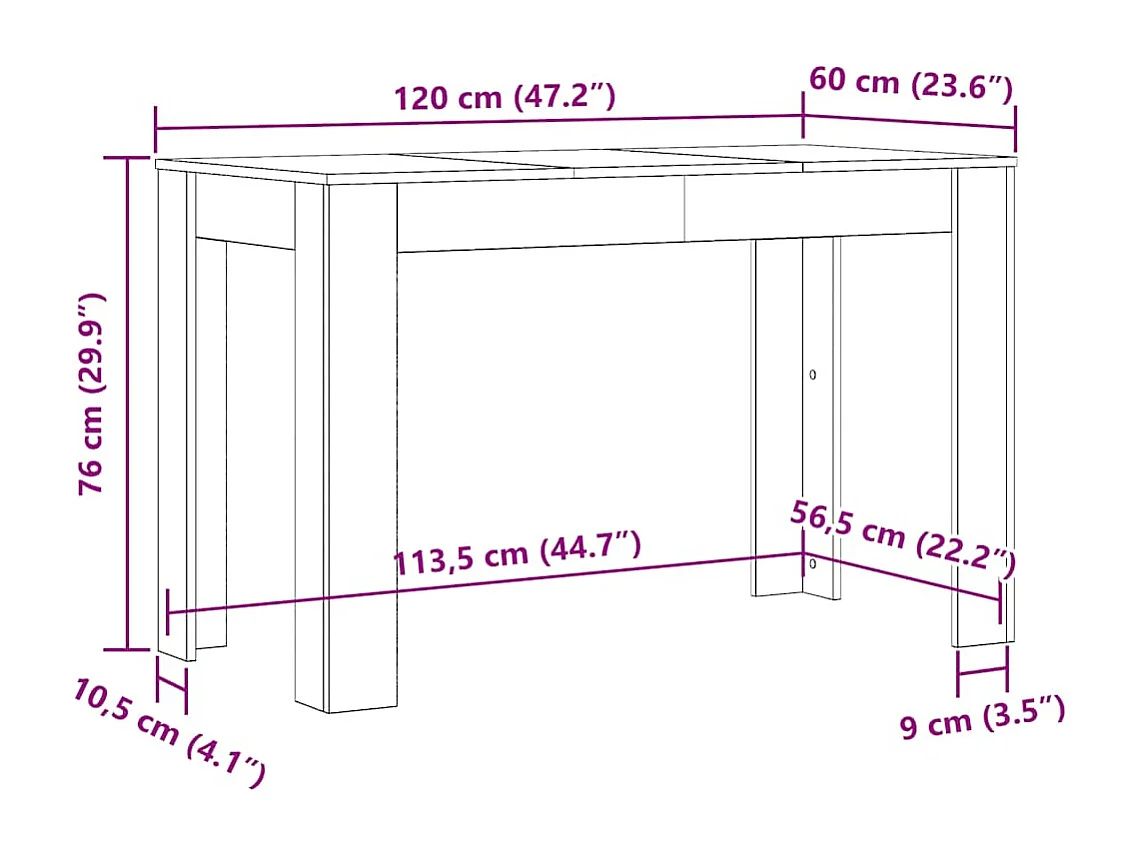 Tavolo da Pranzo Nero 120x60x76 cm in Legno Multistrato