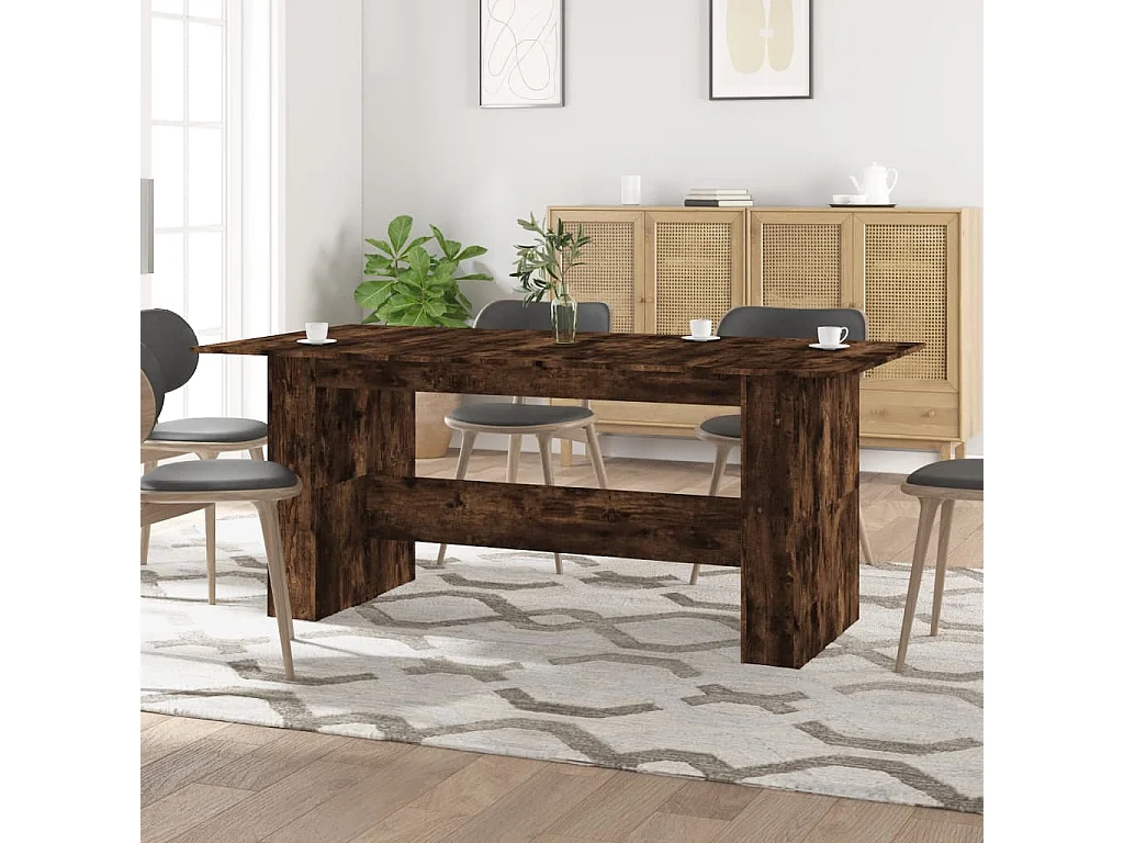 Table à dîner chêne fumé 180x90x76 cm bois d'ingénierie