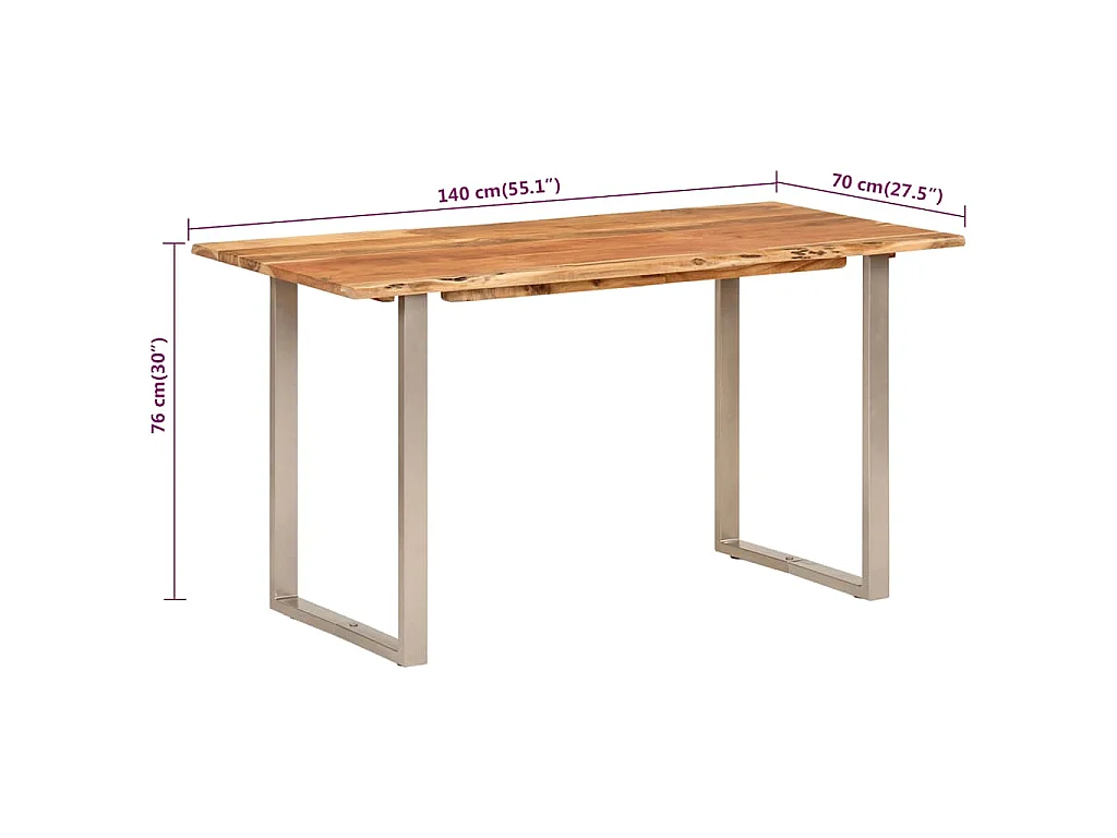 Table de salle à manger 140x70x76 cm Bois d'acacia solide