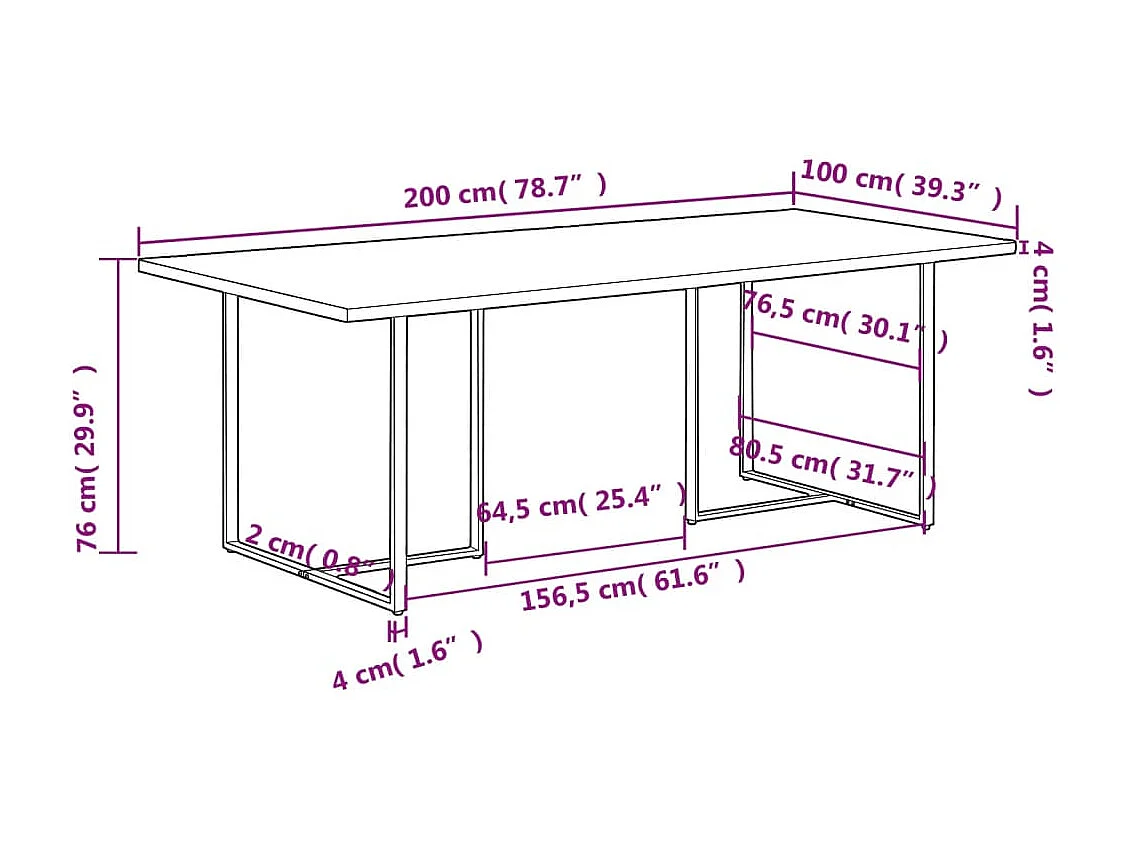 Eettafel 200 cm massief gerecycled hout