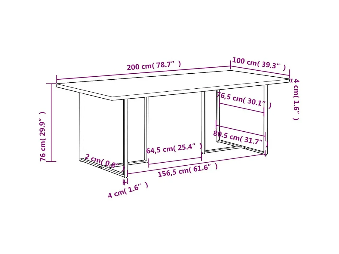 Table de salle à manger 200 cm Bois de récupération massif