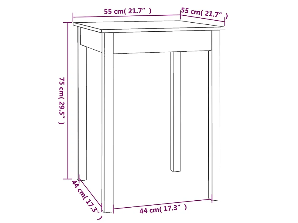 Table à manger Blanc 55x55x75 cm Bois massif de pin