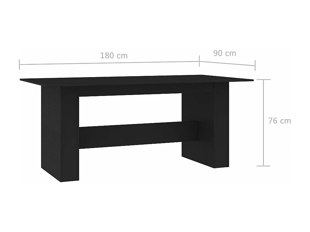 Table à manger Noir 180x90x76 cm Bois d’ingénierie