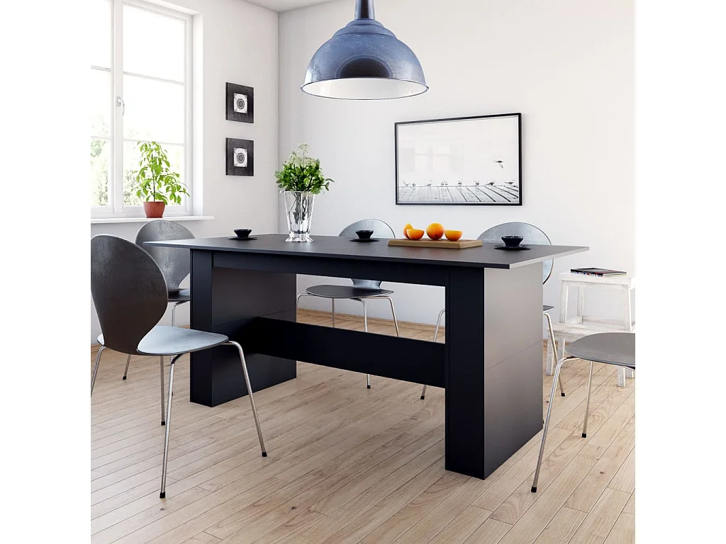 Table à manger Noir 180x90x76 cm Bois d’ingénierie