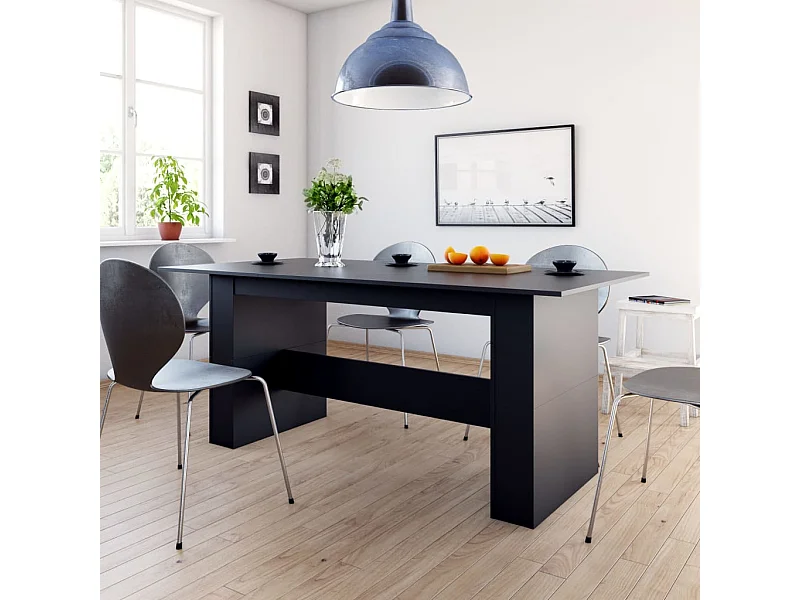 Mesa de jantar 180x90x76 cm derivados de madeira preto