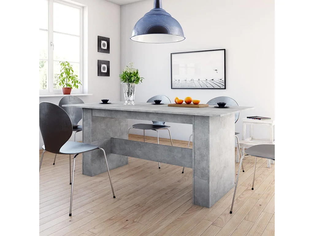 Table à manger Gris béton 180x90x76 cm Bois d’ingénierie
