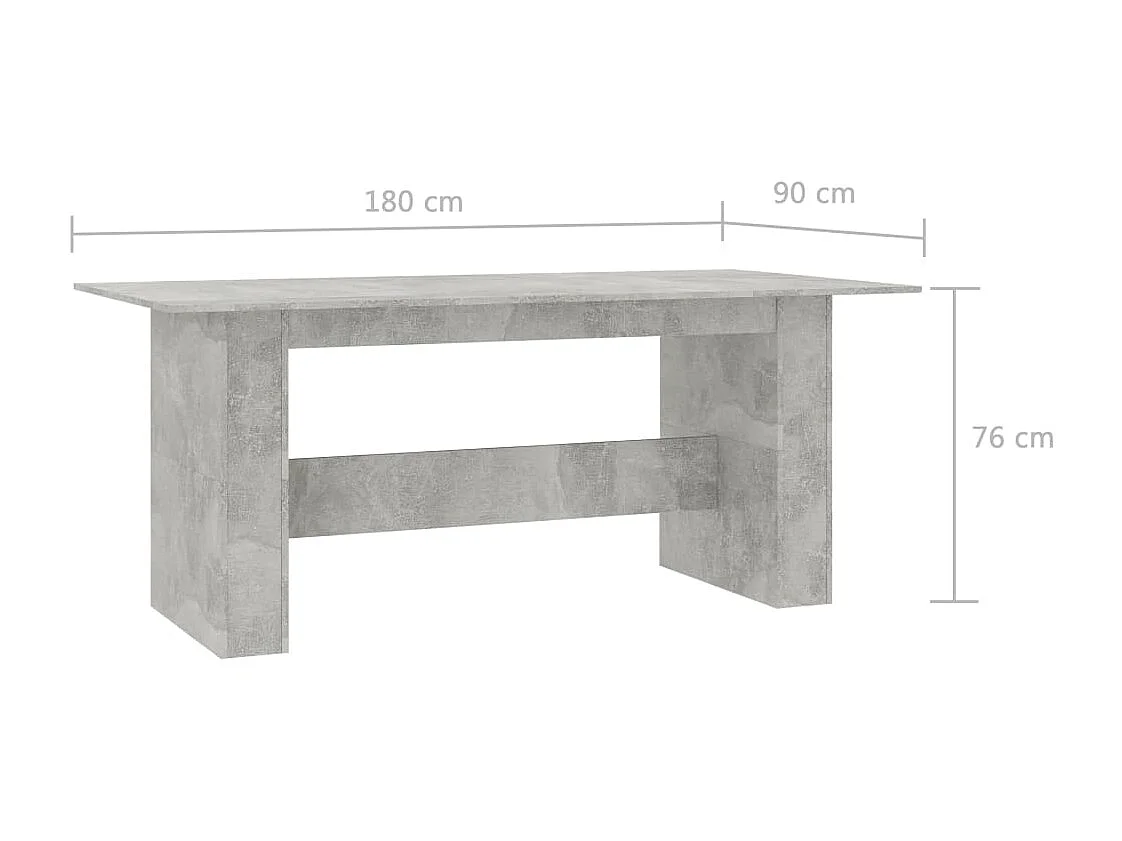 Table à manger Gris béton 180x90x76 cm Bois d’ingénierie