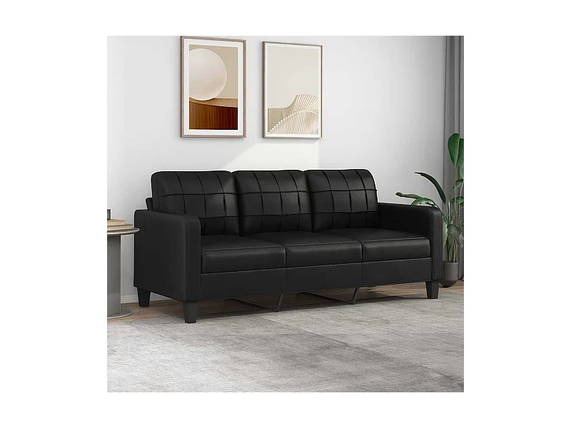 3-Sitzer-Sofa Schwarz 180 cm Kunstleder