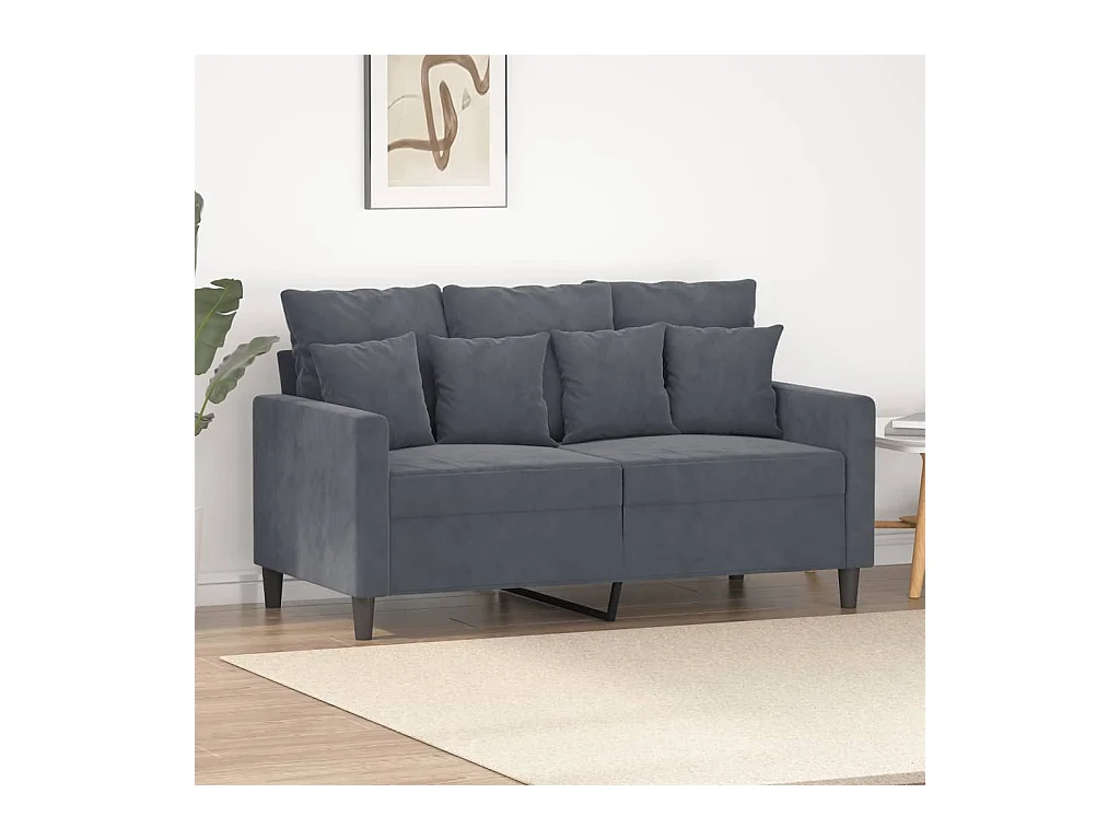 Canapé à 2 places Gris foncé 120 cm Velours