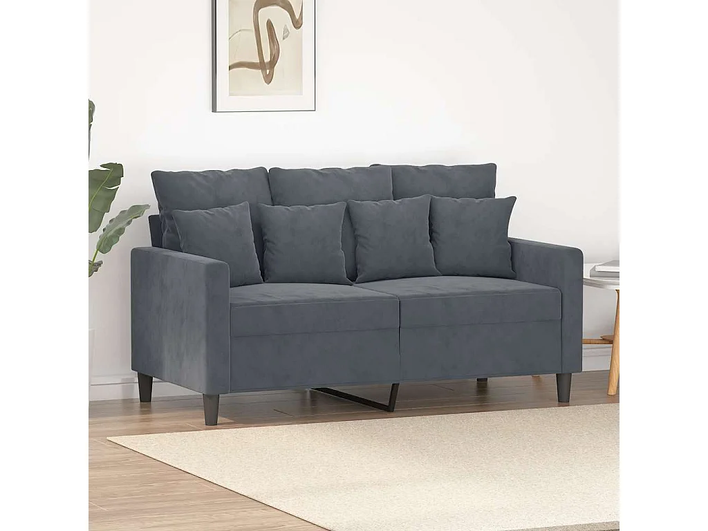 Divano a 2 Posti grigio scuro 120 cm in Velluto