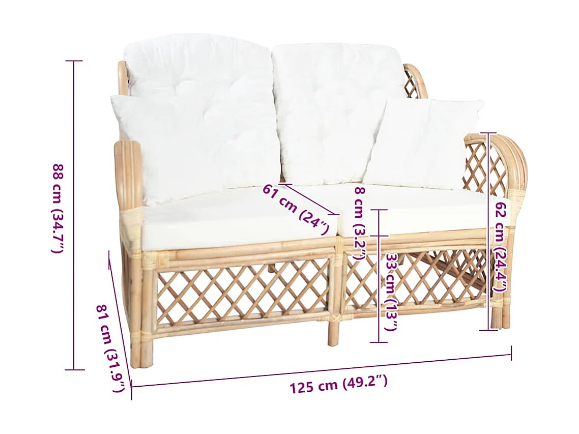 Sofá de 2 plazas de ratán