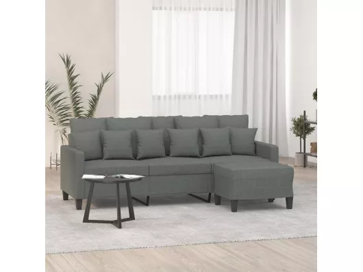 Kauf Unique 3-Sitzer-Sofa mit Hocker Dunkelgrau 180 cm Stoff